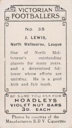 1933 Hoadley's Victorian Footballers #35 John Lewis Back